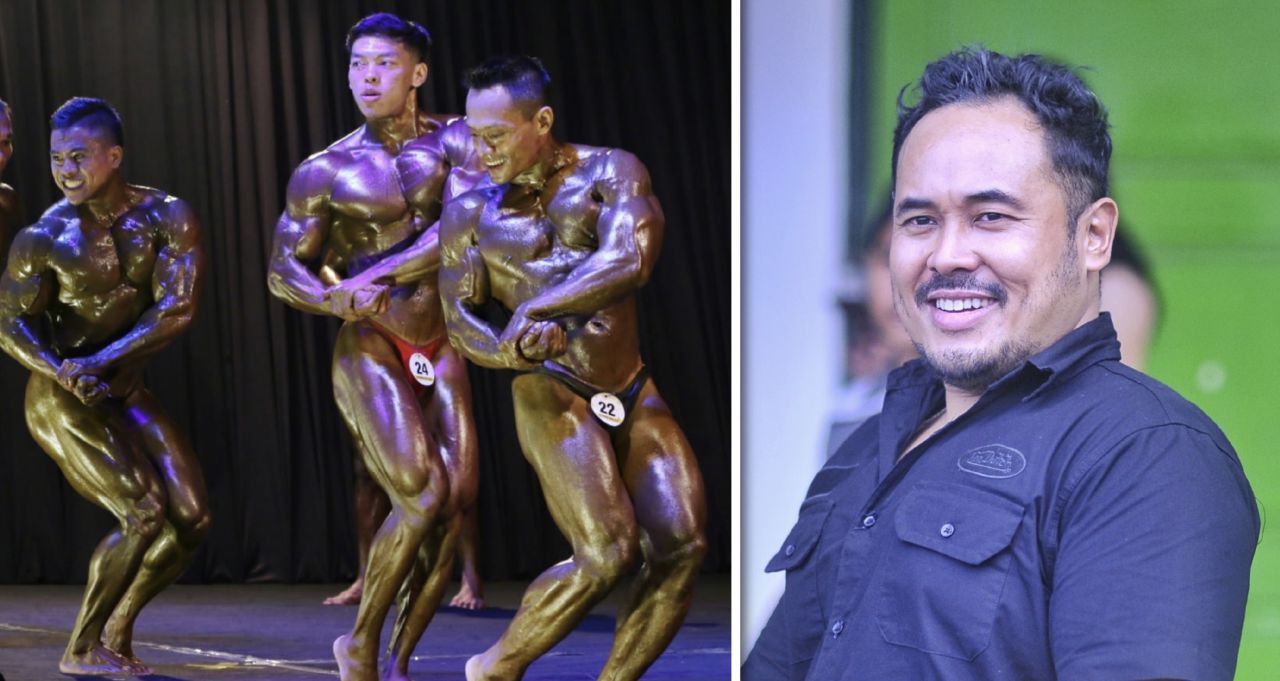 Ketua PBFI Jatim, Raja Siahaan bersama para binaragawan