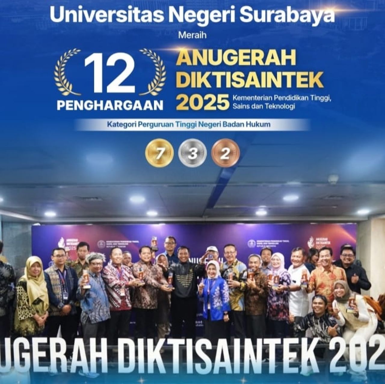 UNESA Jadi Bintang Utama Malam Anugerah Diktisaintek 2025 dengan 12 Penghargaan
