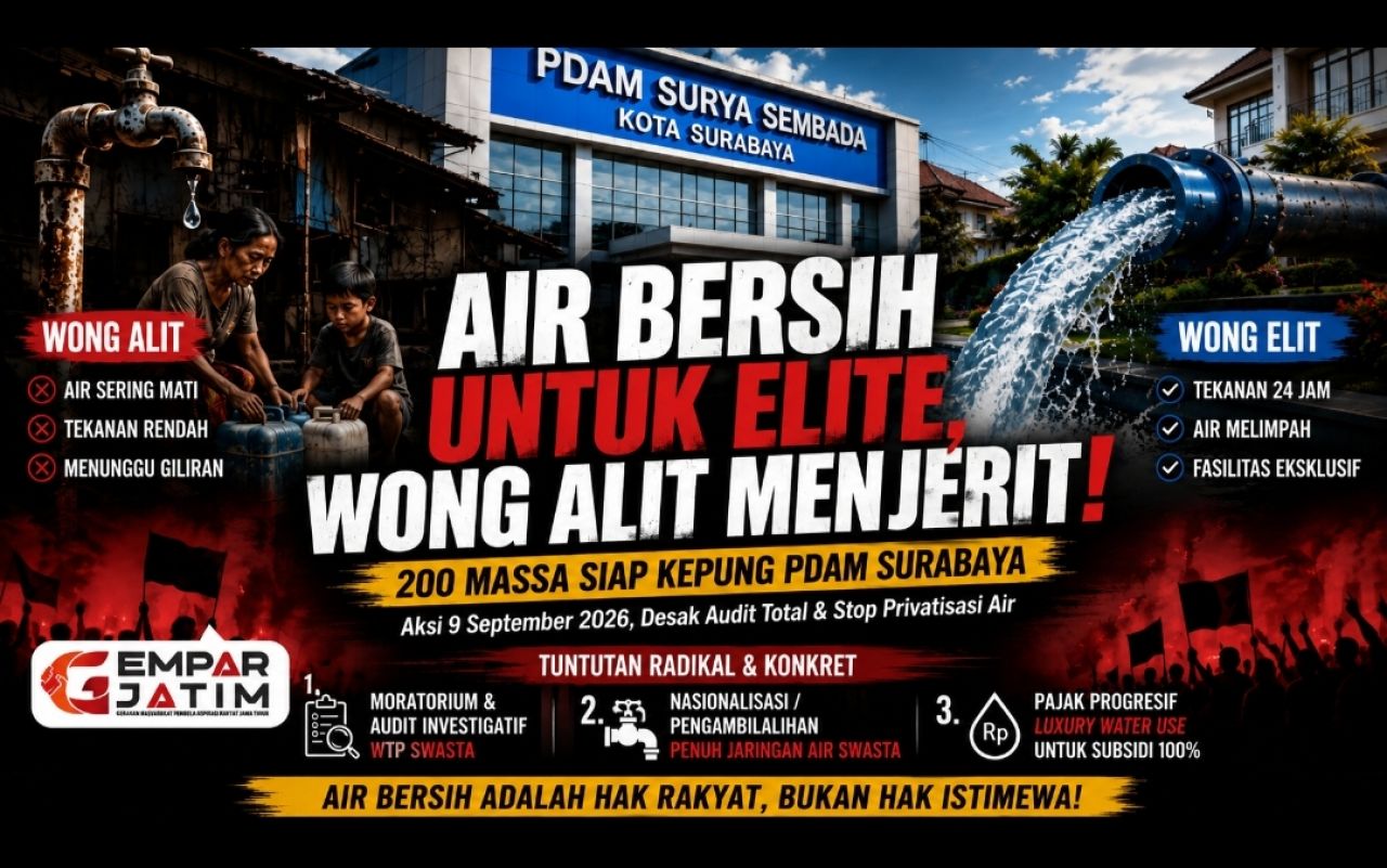 Air Bersih untuk Elite, Wong Alit Melawan: 200 Massa Siap Kepung PDAM Surabaya
