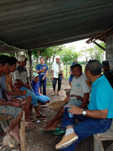Kepala Dinas Pertanian Kabupaten Sumbawa Ir. Sirajuddin turun melihat kondisi dan menyambangi petani.(Foto:Herman)