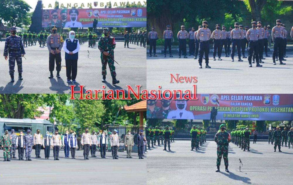 Kapolda Jatim, Forkopimda Gelar Pasukan OPS Penegakan Disiplin Prokes