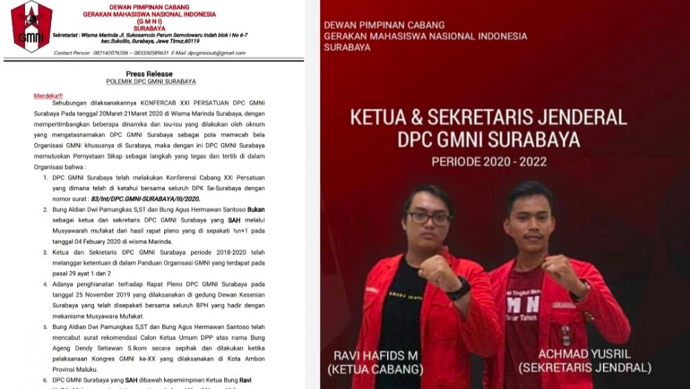 Seperti Ini Pernyataan Sikap Terkait Polemik Ditubuh DPC GMNI Surabaya