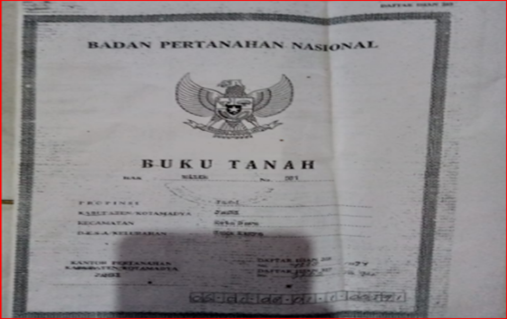 Bukti Sertipikat kepemilikan tanah
